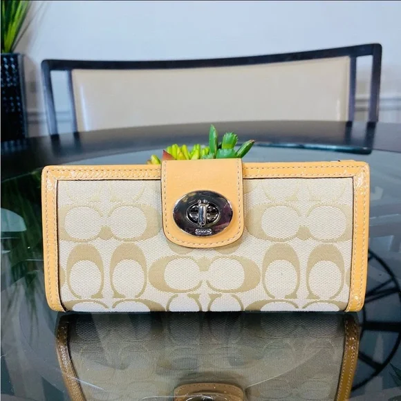 Coach Turnlock Slim Envelope Wallet C Canvas Pattern Leather - Picture 8 of 8